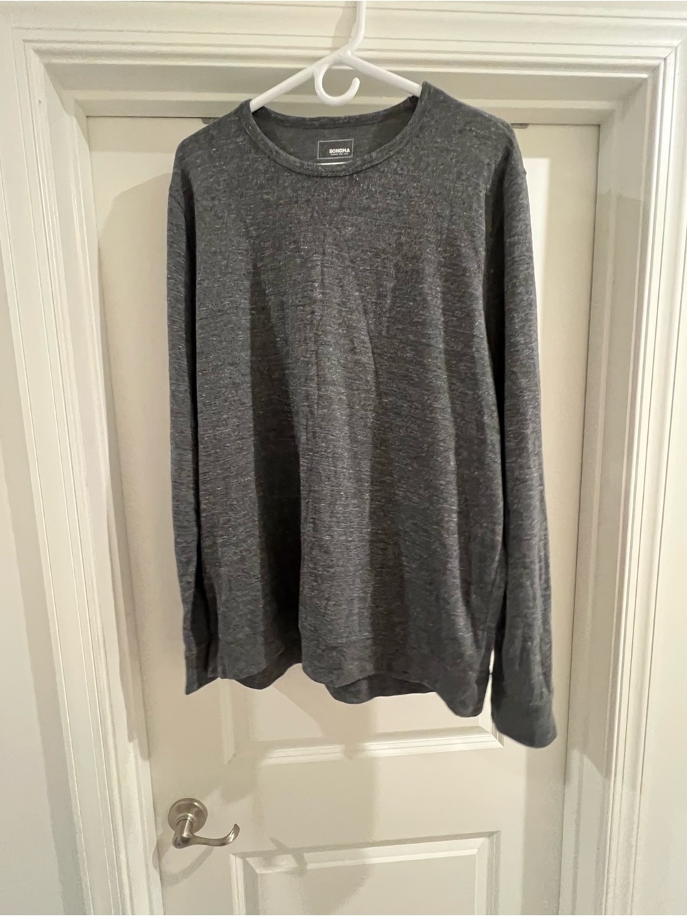 Sonoma Men's Long Sleeve Crew Neck Shirt - Charcoal Gray
